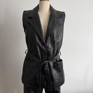 Dimitri - Black Leather Belted Vest
